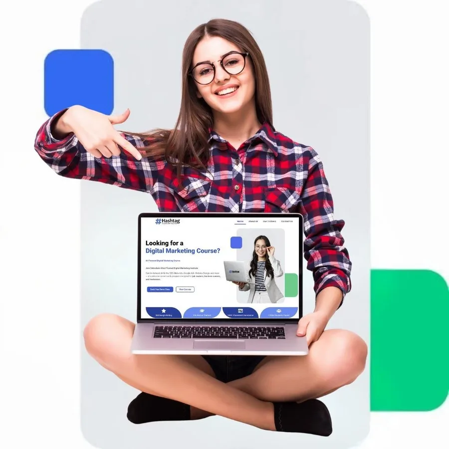 A student learning digital marketing on a laptop